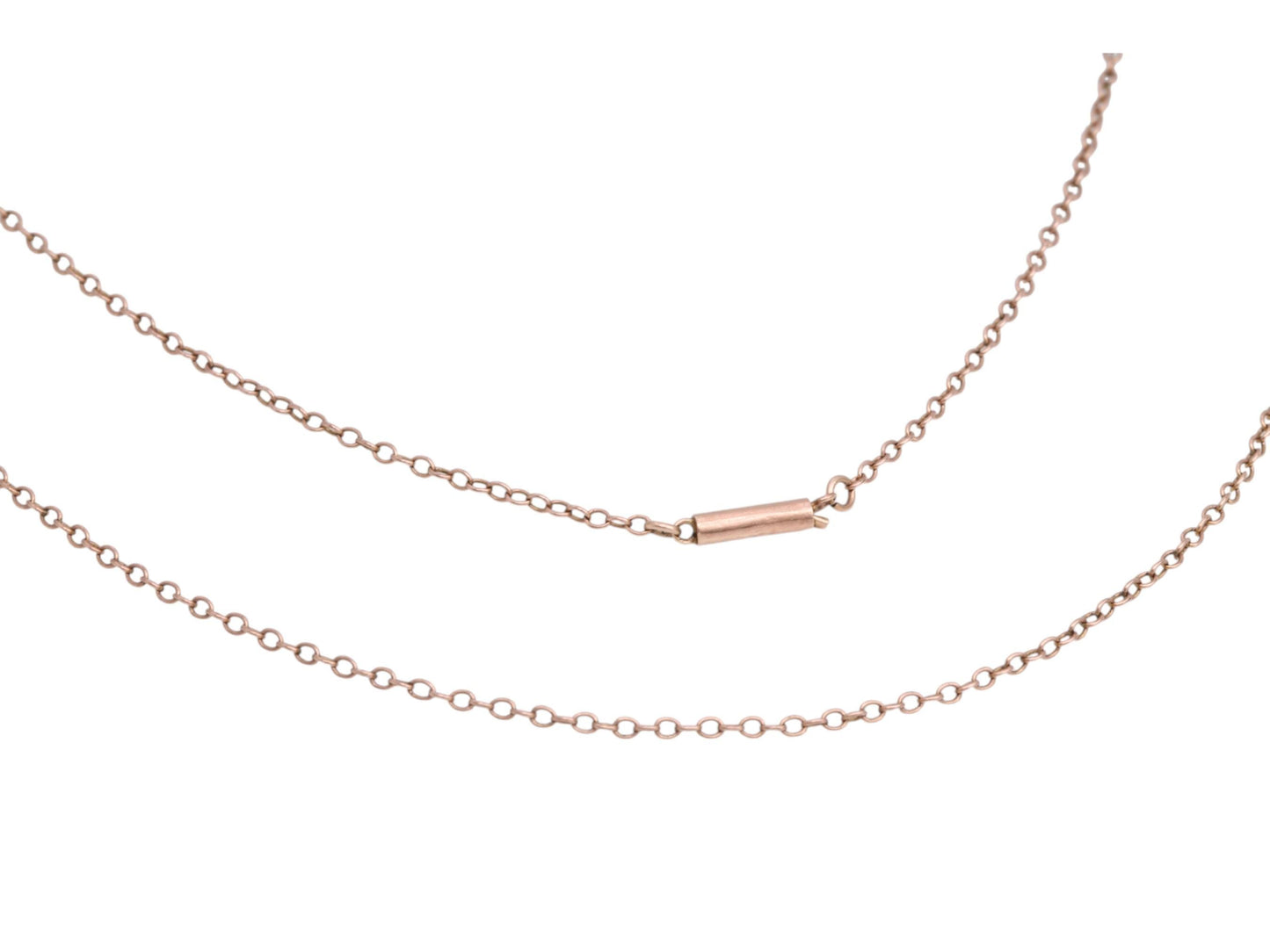 Antique 9ct Rose Gold Dainty Rolo Link Necklace, 17.75"