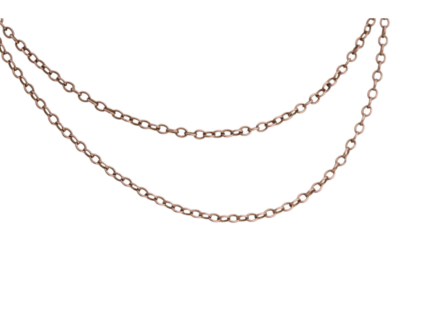 Antique-9ct-Rose-Gold-Dainty-Rolo-Link-Necklace,-17.75"