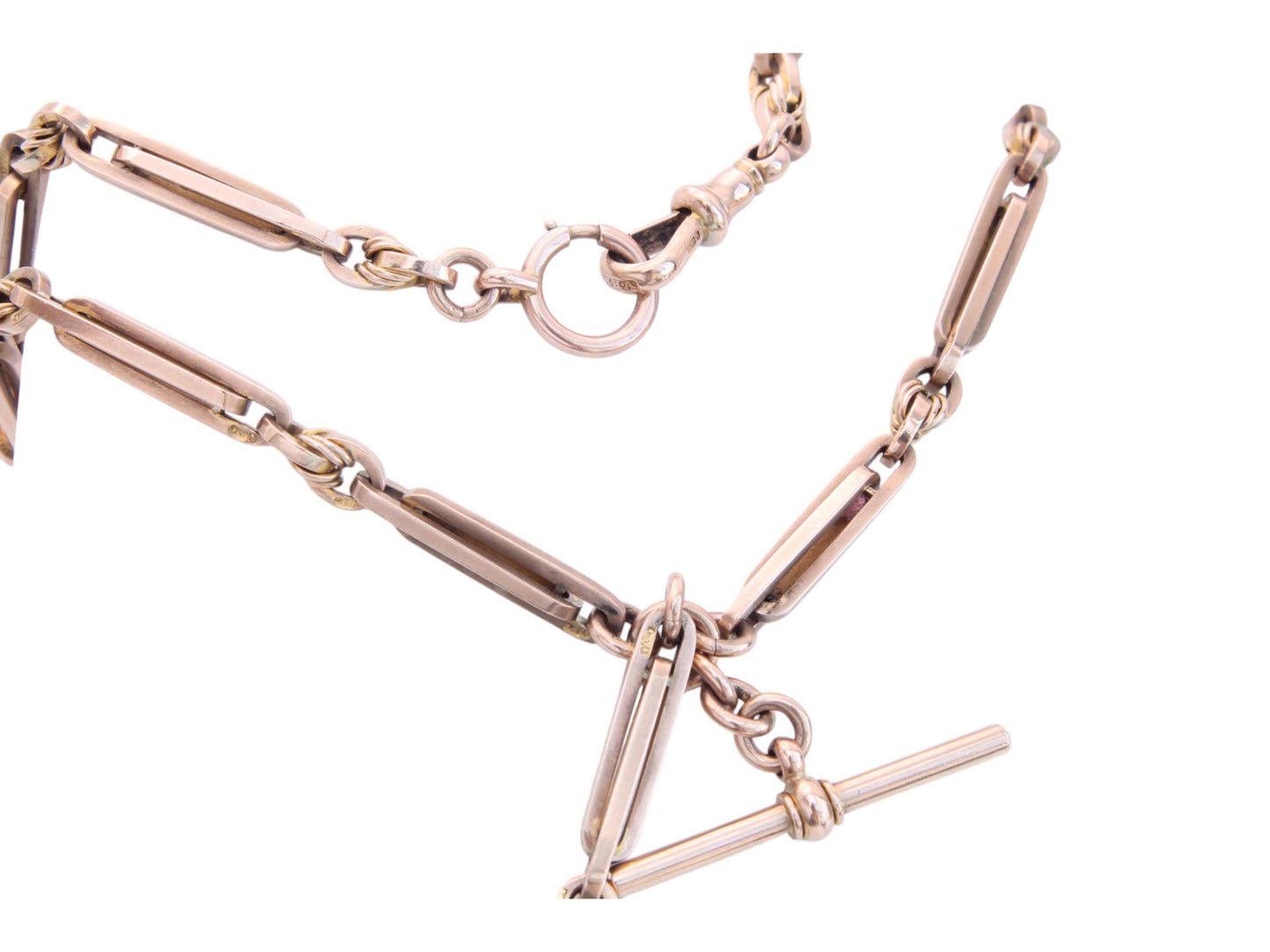 Antique 9ct Gold Fetter & Love Knot Link Double Albert Necklace Chain, 45g, 15.25"