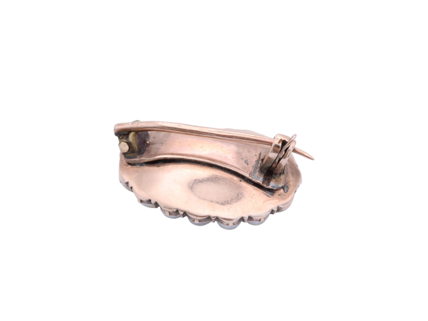 Antique 9ct Rose Gold Peridot & Pearl Brooch