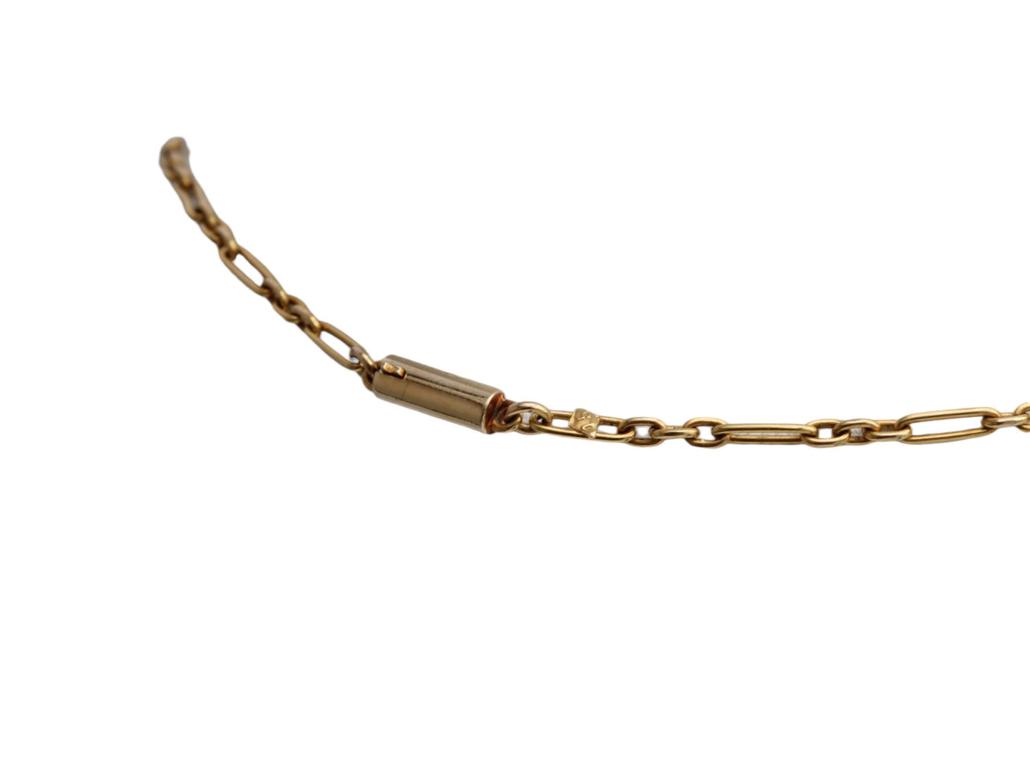 Antique 15ct Yellow Gold Trombone Link Necklace, 15"