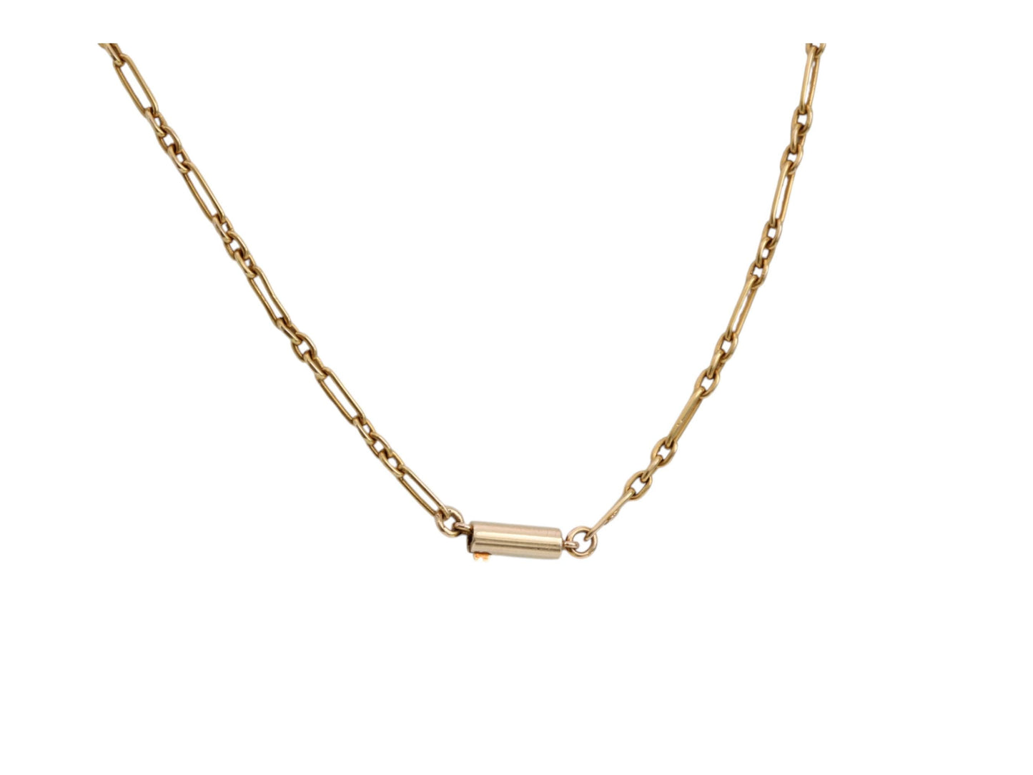 Antique 15ct Yellow Gold Trombone Link Necklace, 15"