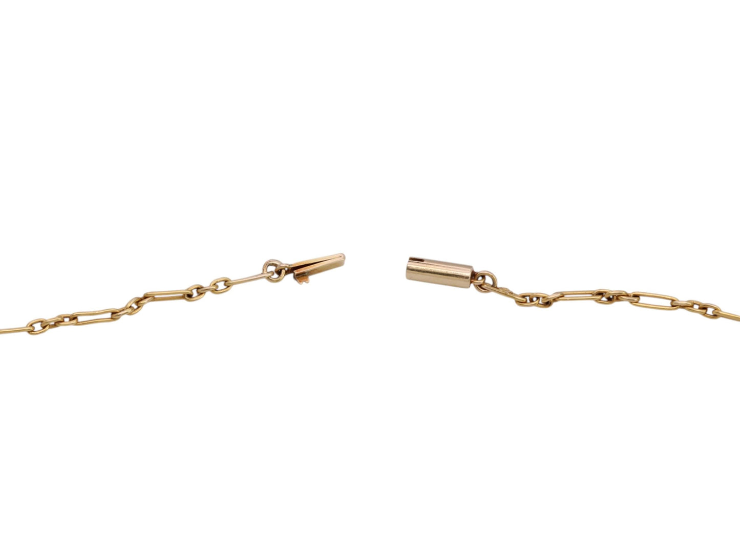 Antique 15ct Yellow Gold Trombone Link Necklace, 15"