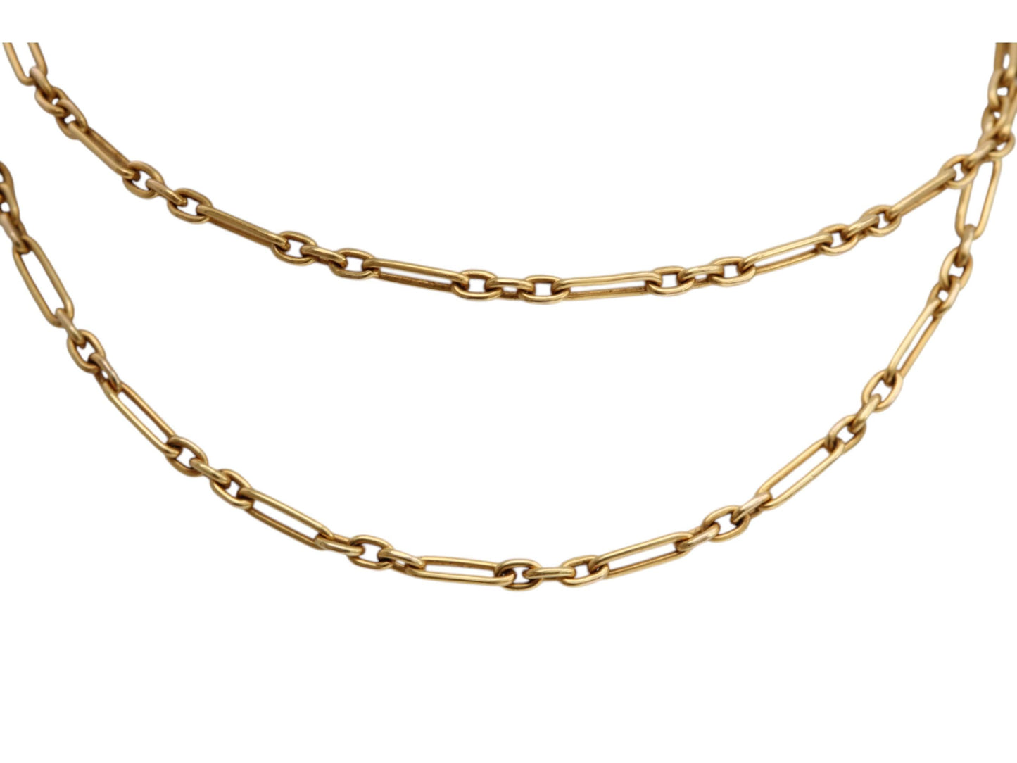 Antique-15ct-Yellow-Gold-Trombone-Link-Necklace,-15"