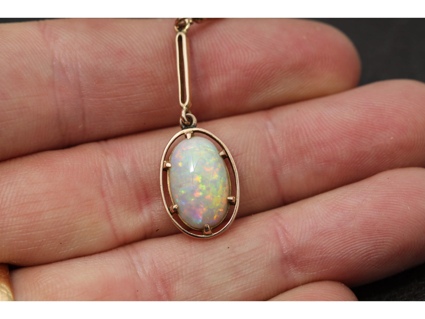 Antique Edwardian 15ct Yellow Gold Opal Drop Earrings