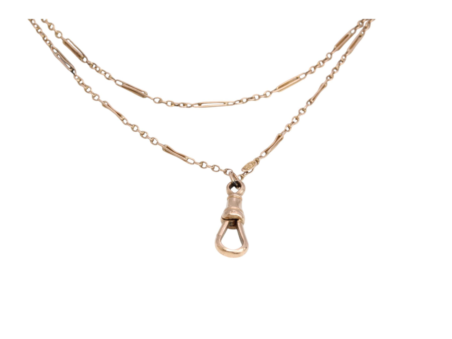 Antique 15ct Gold Trombone Link Long Guard, 53.5"