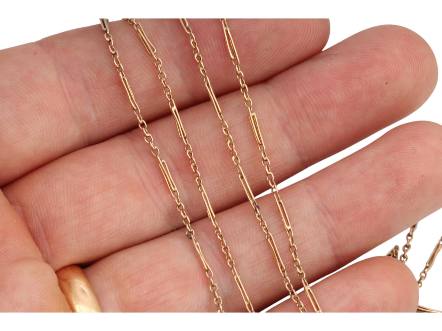 Antique 15ct Gold Trombone Link Long Guard, 53.5"