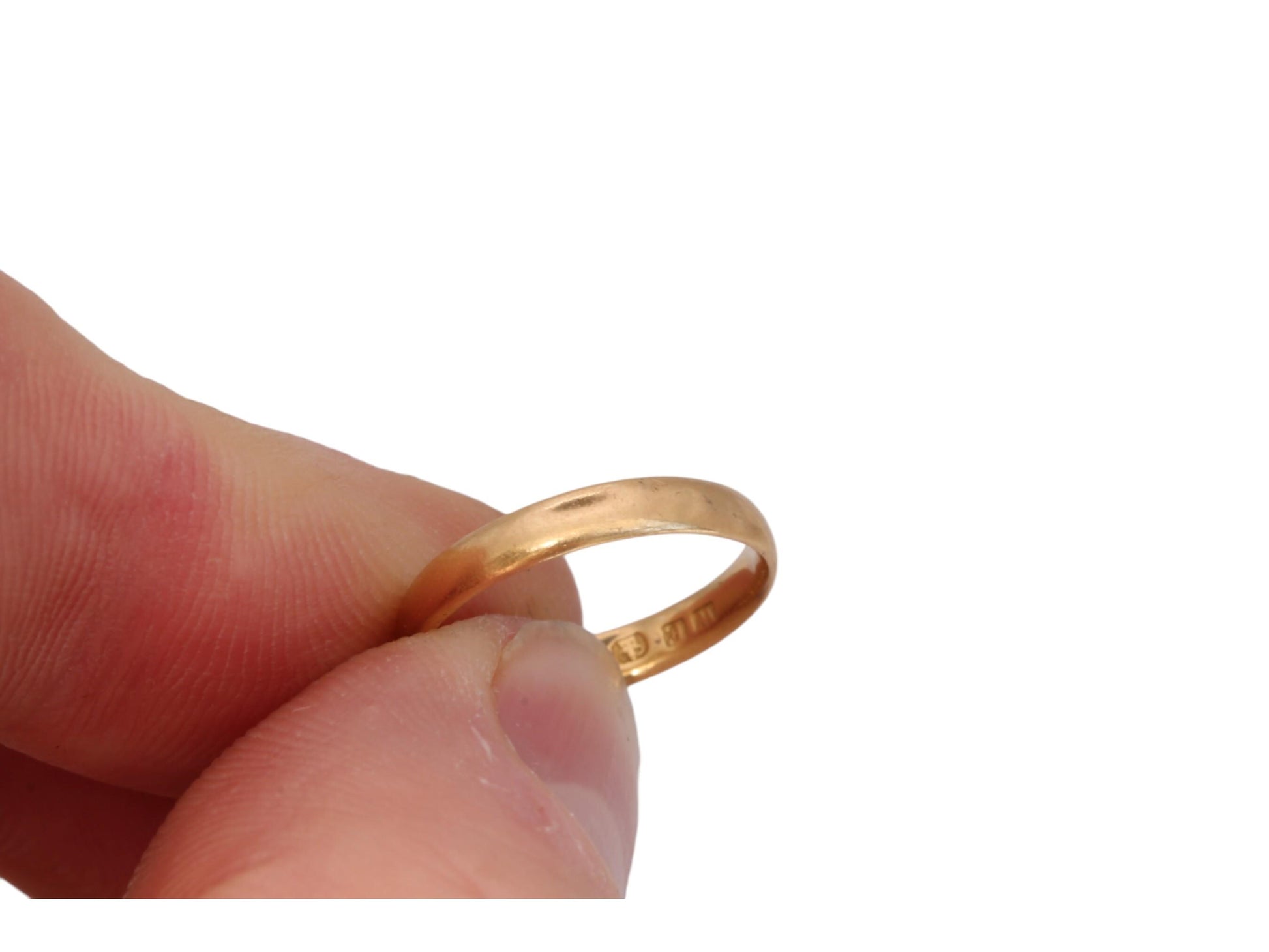 Antique-Early-Victorian-22ct-Gold-Wedding-Band-Ring,-1862