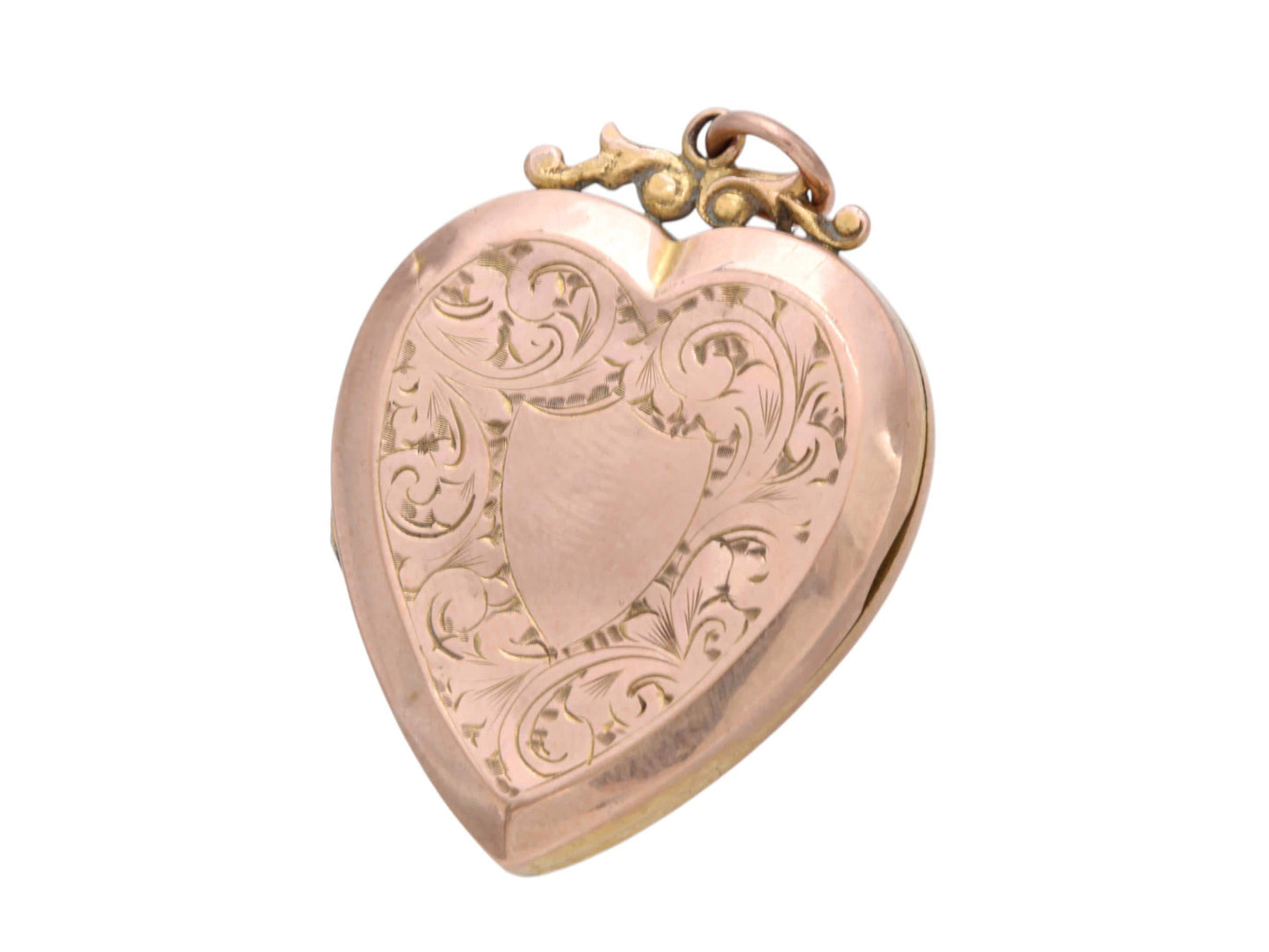 Antique 9ct Rose Gold Large Chased Heart Locket