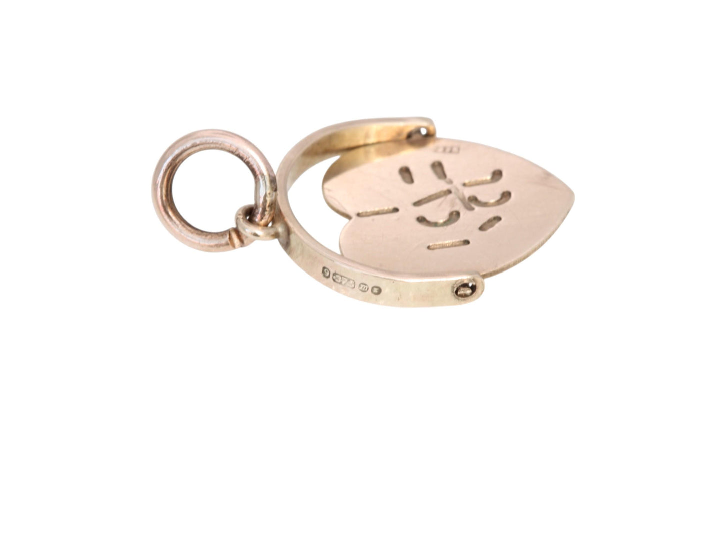 Vintage 9ct Gold Heart 'I Love You' Spinning Charm Pendant