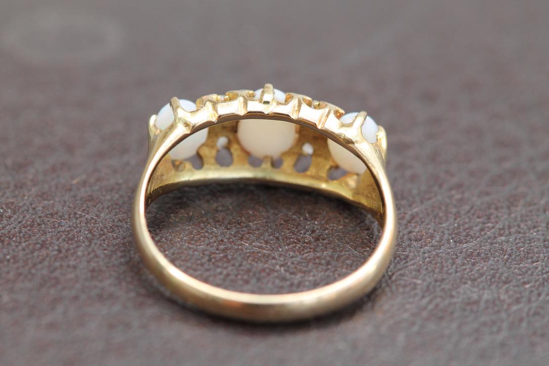 Antique Edwardian 18ct Gold Opal Diamond Ring, 1903
