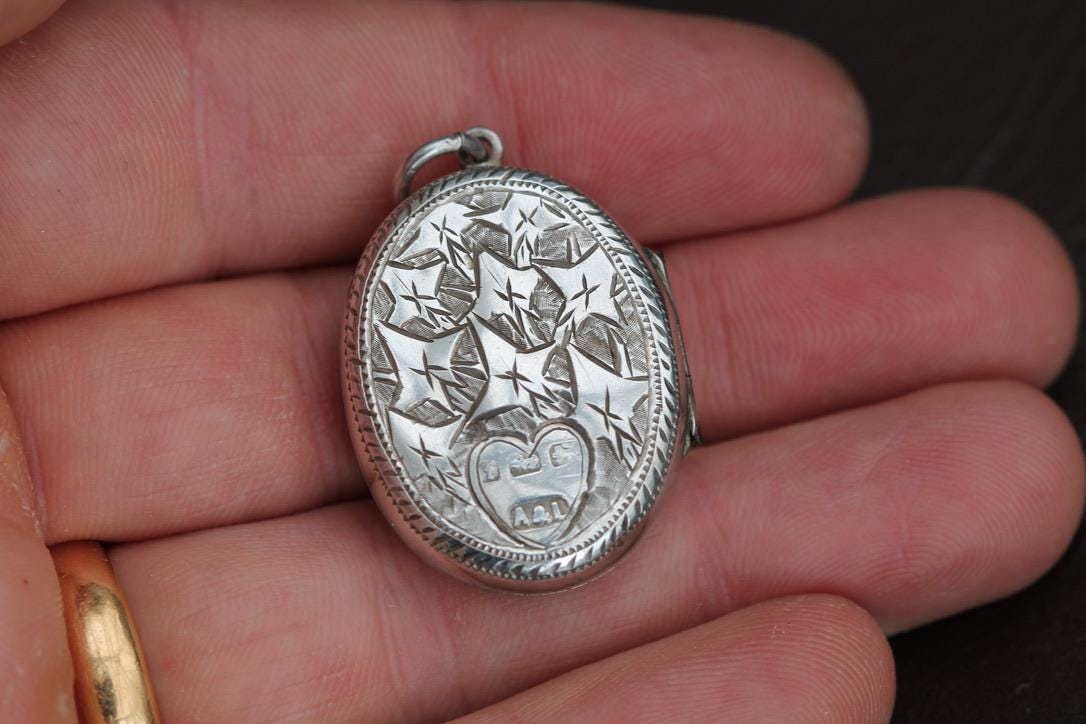 Antique Sterling Silver Lucky Horseshoe Locket, 1883