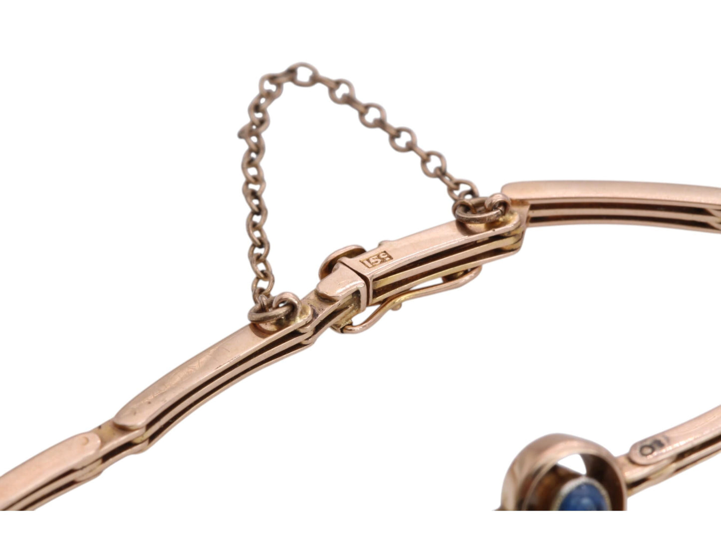 Antique 15ct Gold Cabochon Sapphire Bracelet, 6"