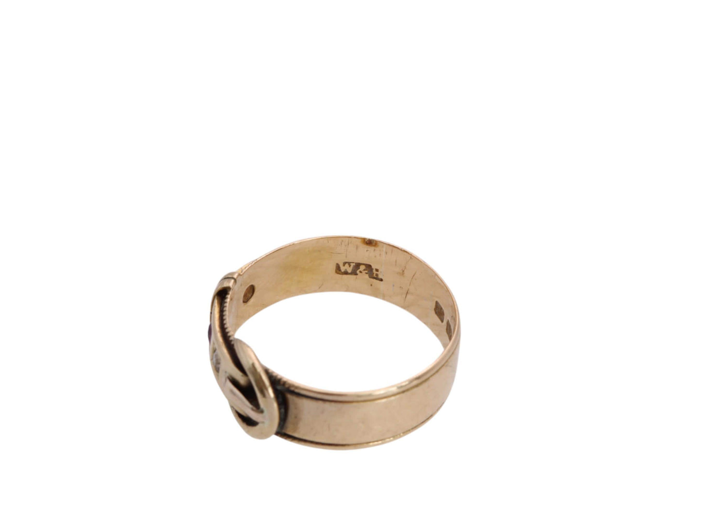 Antique 18ct Gold Diamond Ruby Buckle Ring, 1882