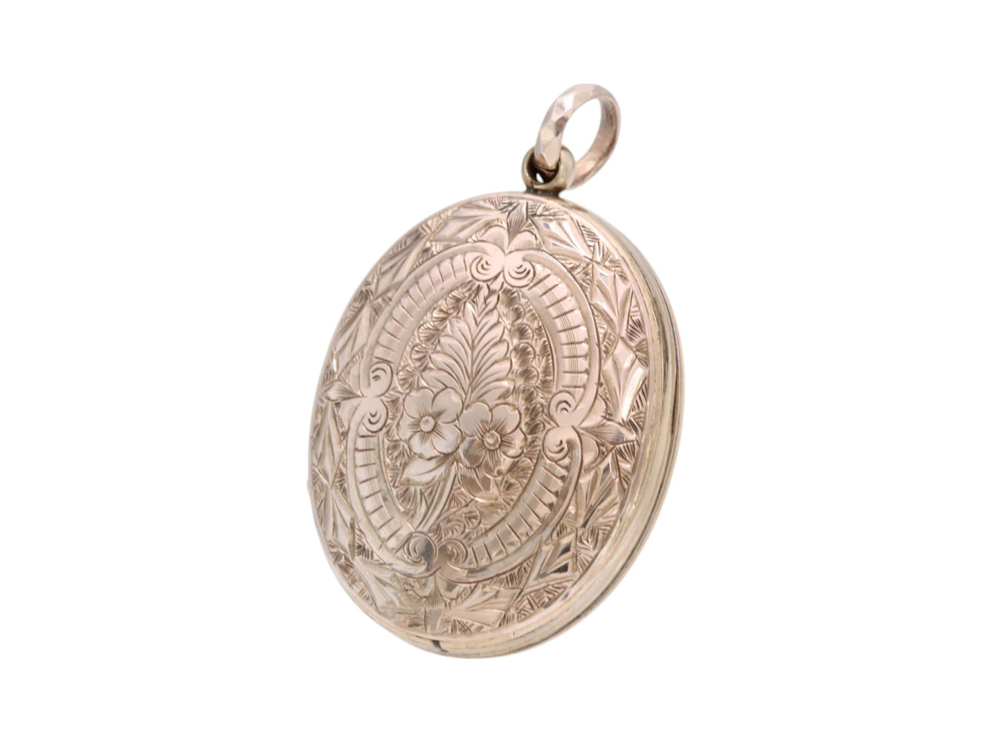 Antique 9ct Rose Gold Forget Me Not Chased Locket