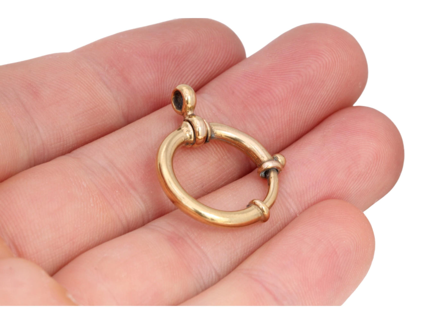 Antique Large 9ct Rolled Gold Bolt Spring Clasp Ring, 20mm