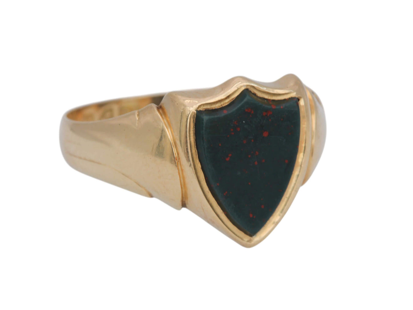 Antique 18ct Gold Shield Bloodstone Signet Ring, 1901