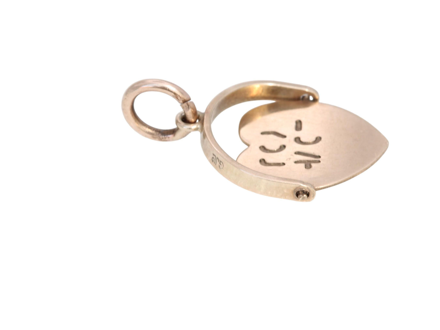 Vintage 9ct Gold Heart 'I Love You' Spinning Charm Pendant