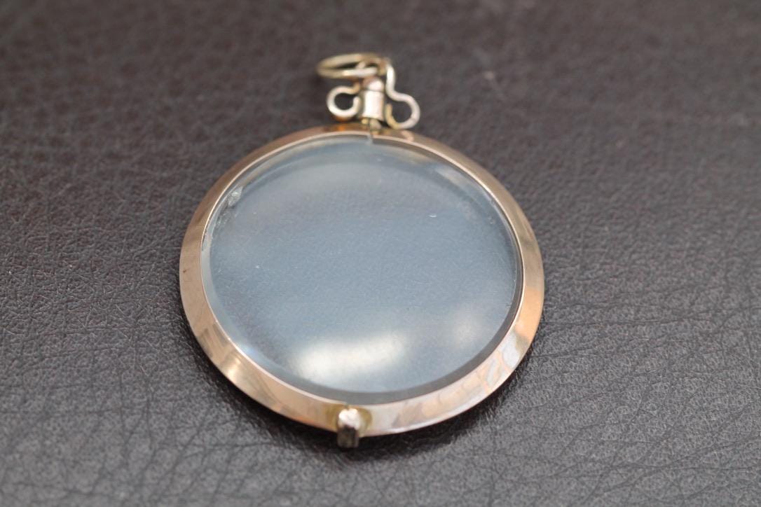 Antique 9ct Rose Gold Open Glass Locket Pendant, 1905