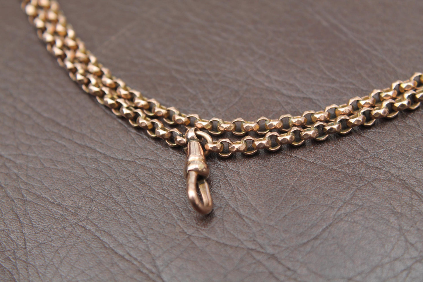 Antique 9ct Rolled Gold Faceted Belcher Long Guard, 55"