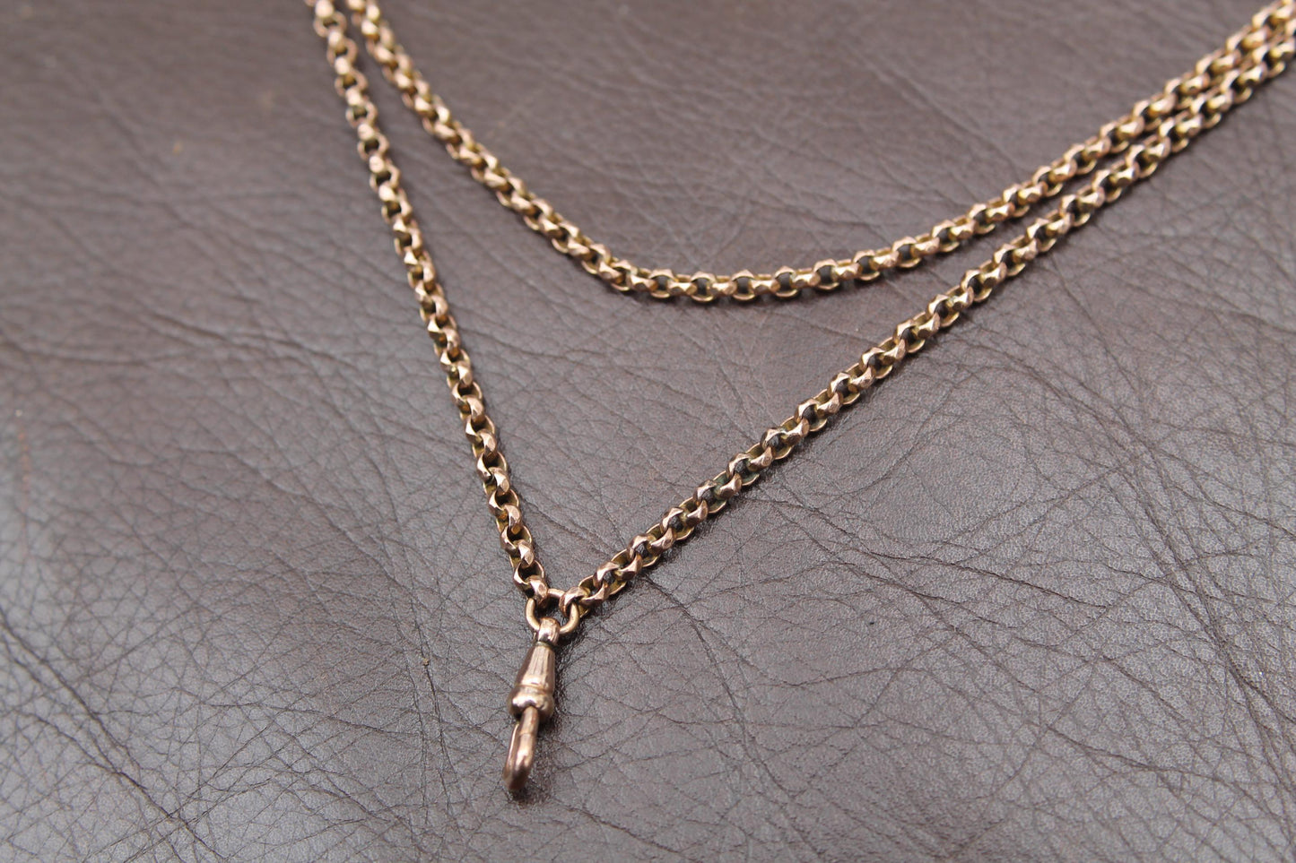 Antique-9ct-Rolled-Gold-Faceted-Belcher-Long-Guard,-55"