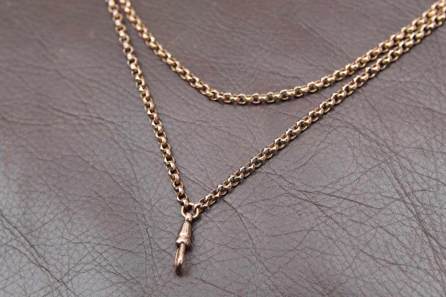 Antique-9ct-Rolled-Gold-Faceted-Belcher-Long-Guard,-55"