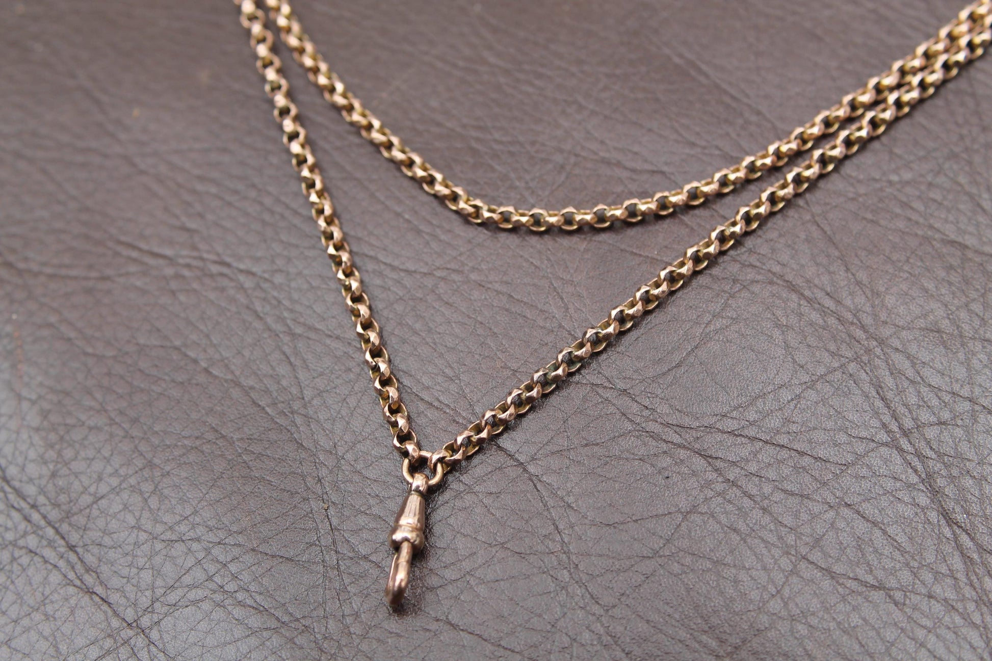 Antique-9ct-Rolled-Gold-Faceted-Belcher-Long-Guard,-55"