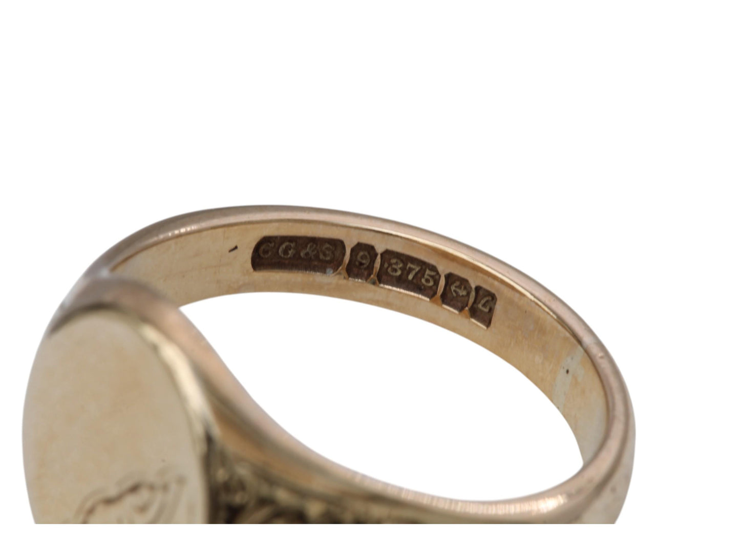 Vintage 9ct Gold Chased Signet Ring, 1960