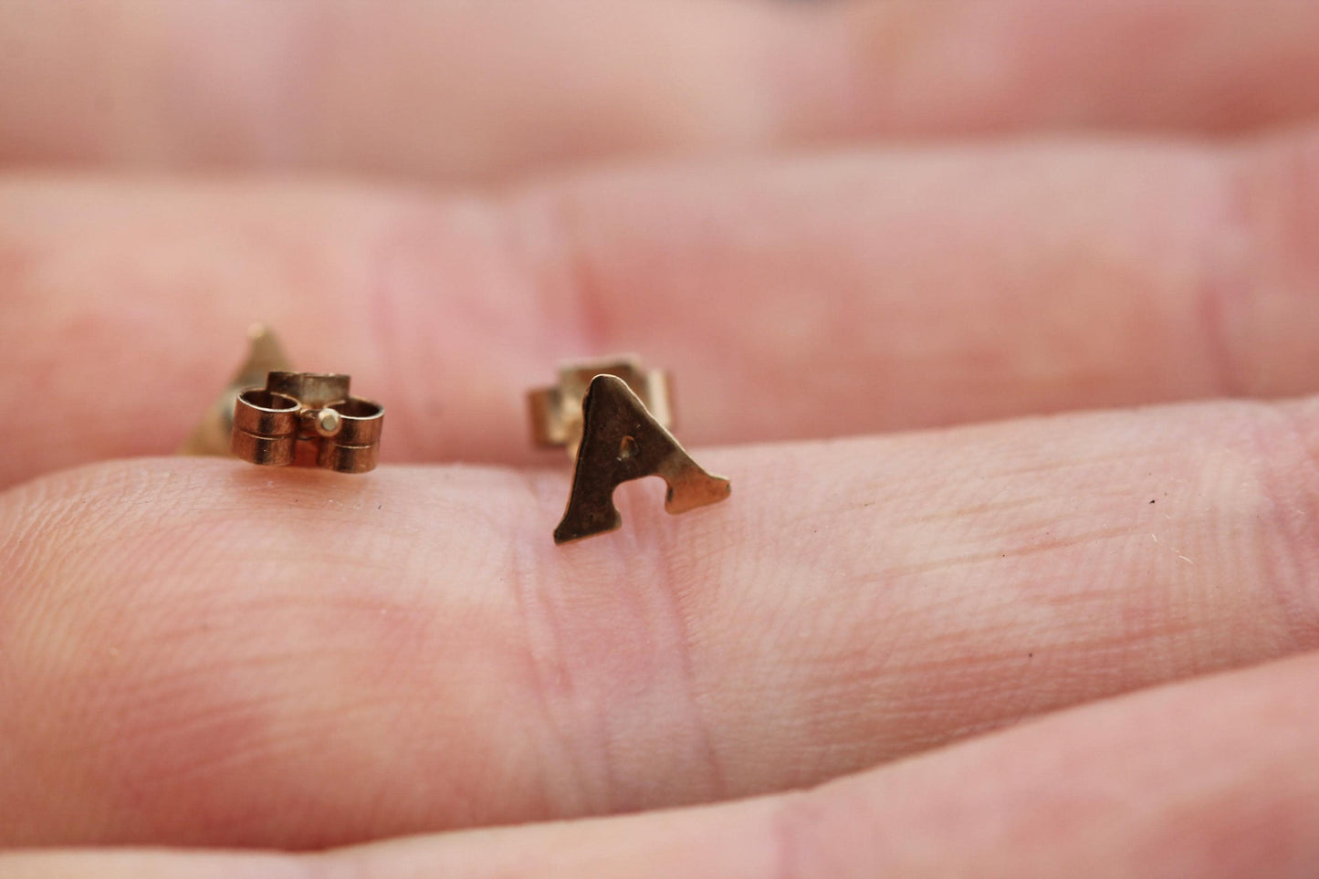 Vintage 9ct Gold Letter 'A' Earring Studs