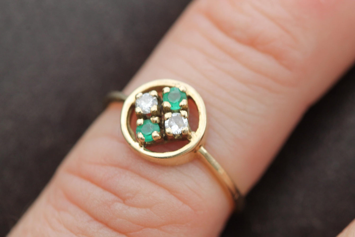 Vintage 14ct Gold Emerald & Diamond Ring