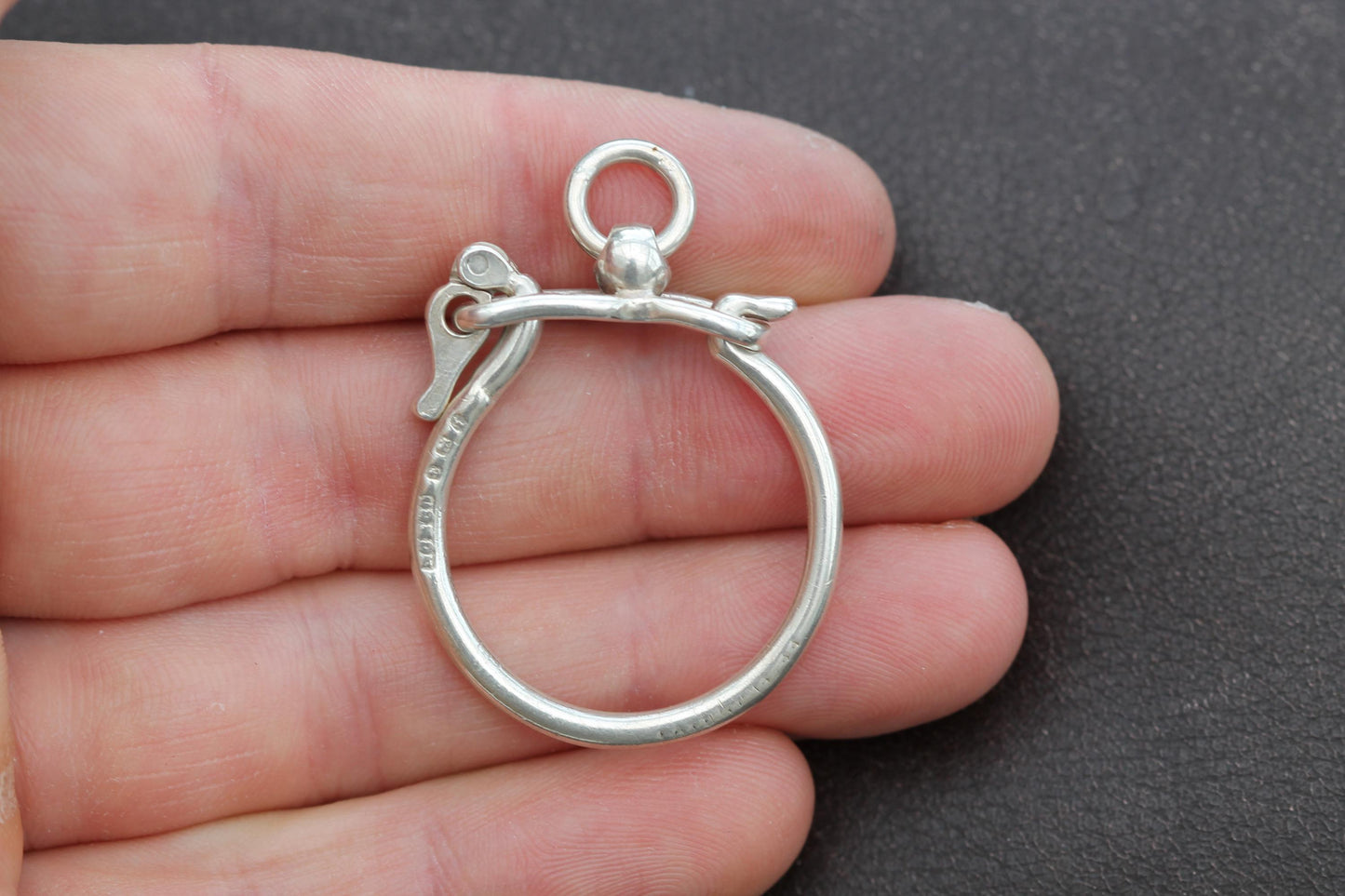 Antique Sterling Silver Large Clasp Fastener, 1908