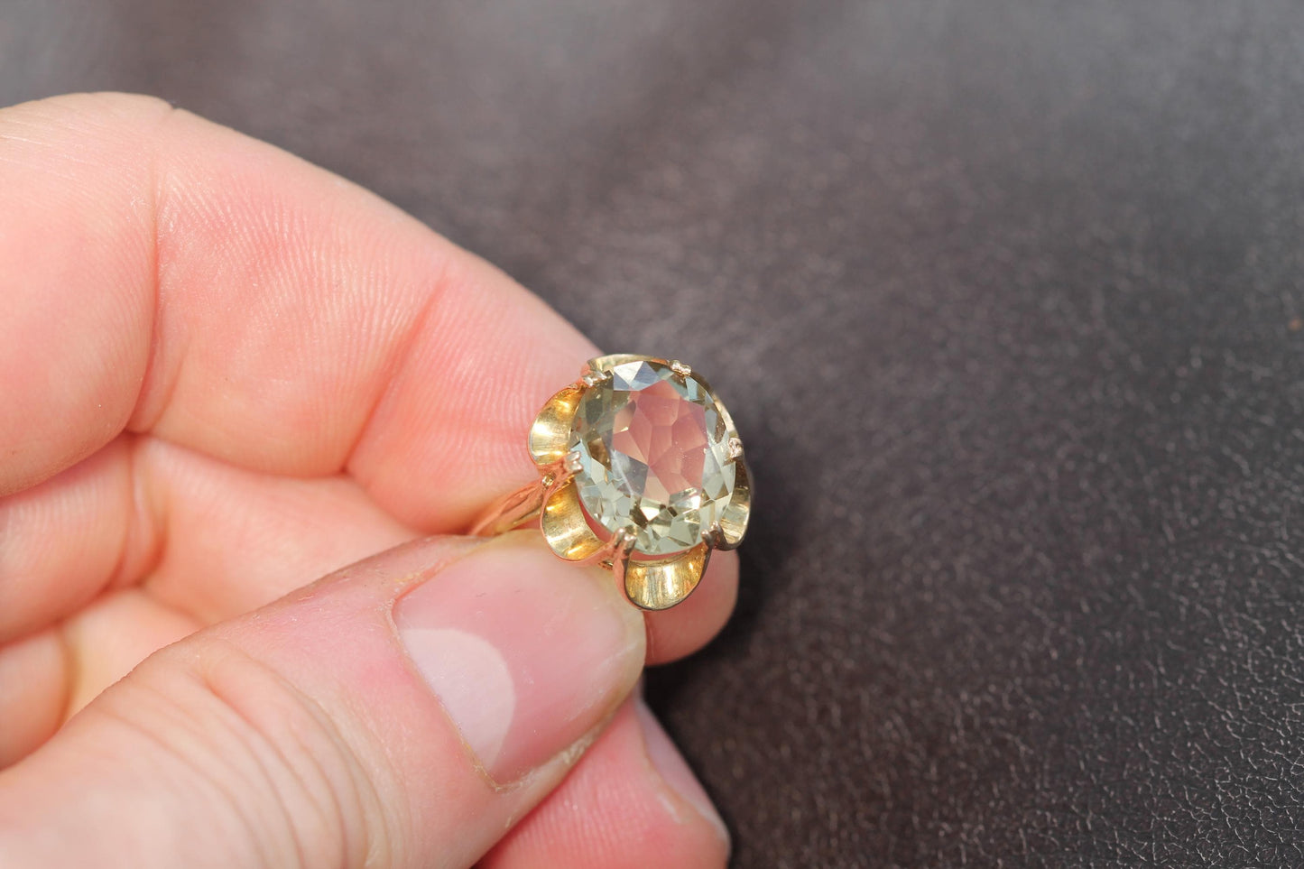 Vintage 9ct Gold Citrine Cocktail Ring, 1971