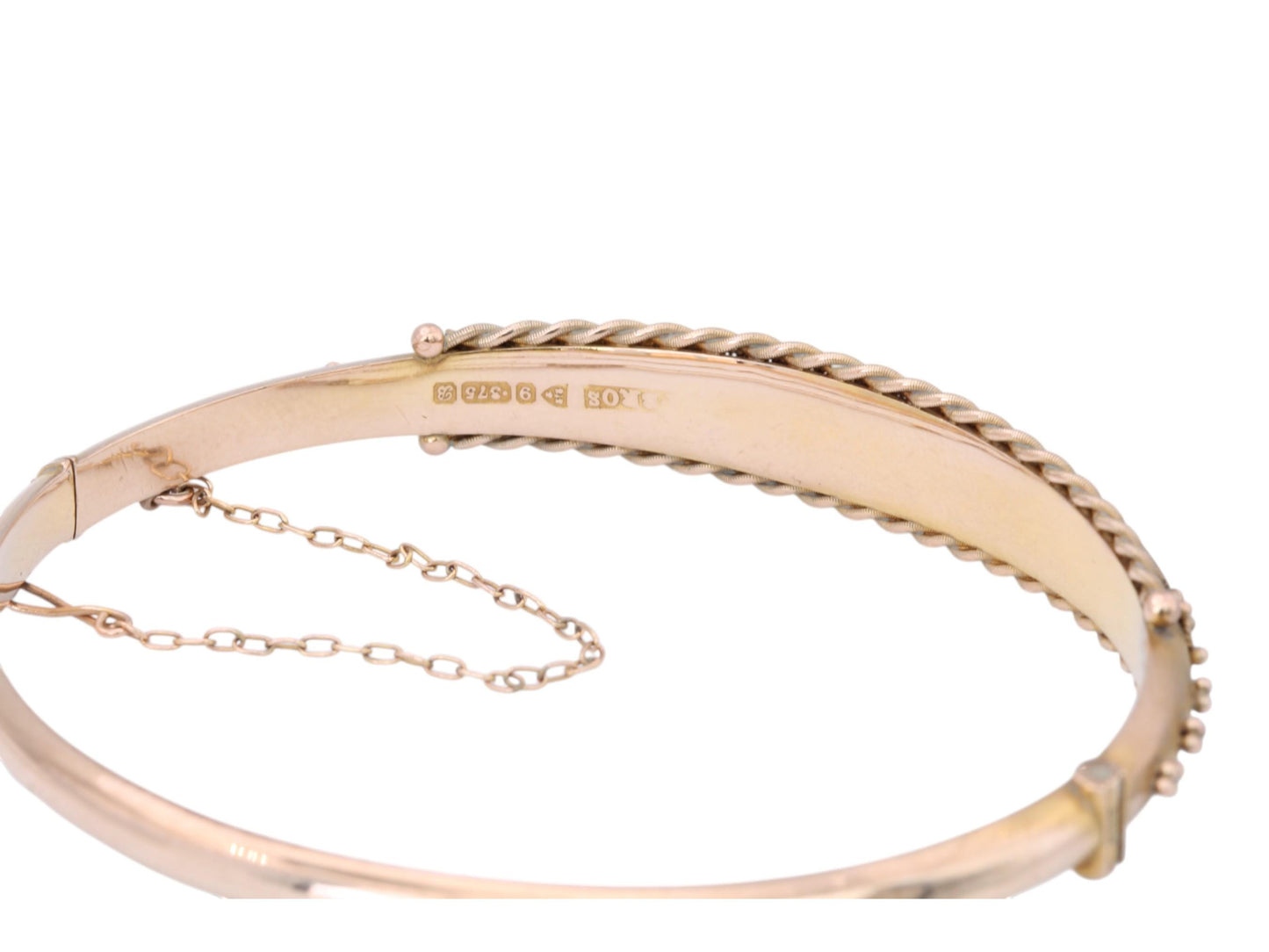 Antique 9ct Gold Diamond & Garnet Gypsy Set Bangle, 1902