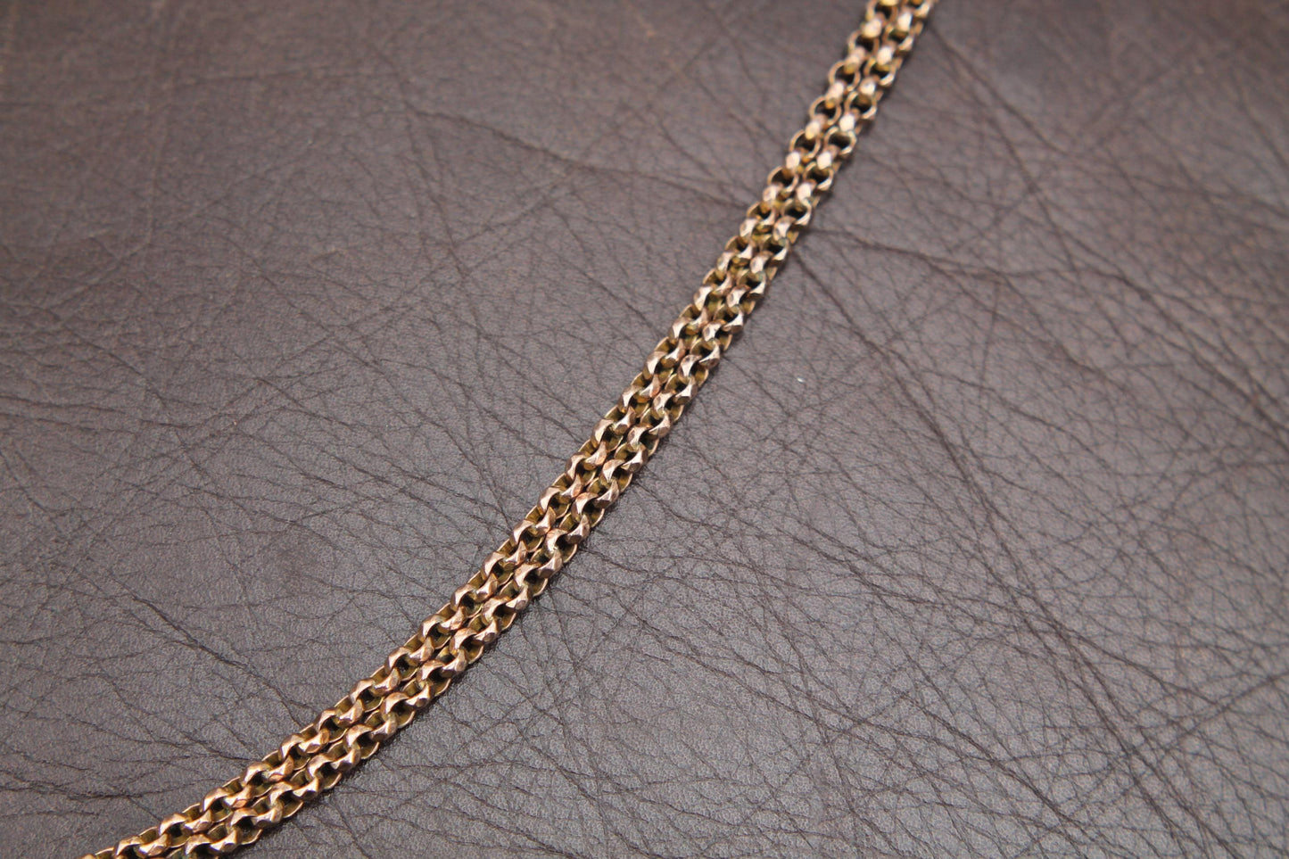 Antique 9ct Rolled Gold Faceted Belcher Long Guard, 55"