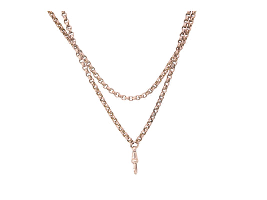 Antique 9ct Rolled Gold Faceted Belcher Long Guard, 55"