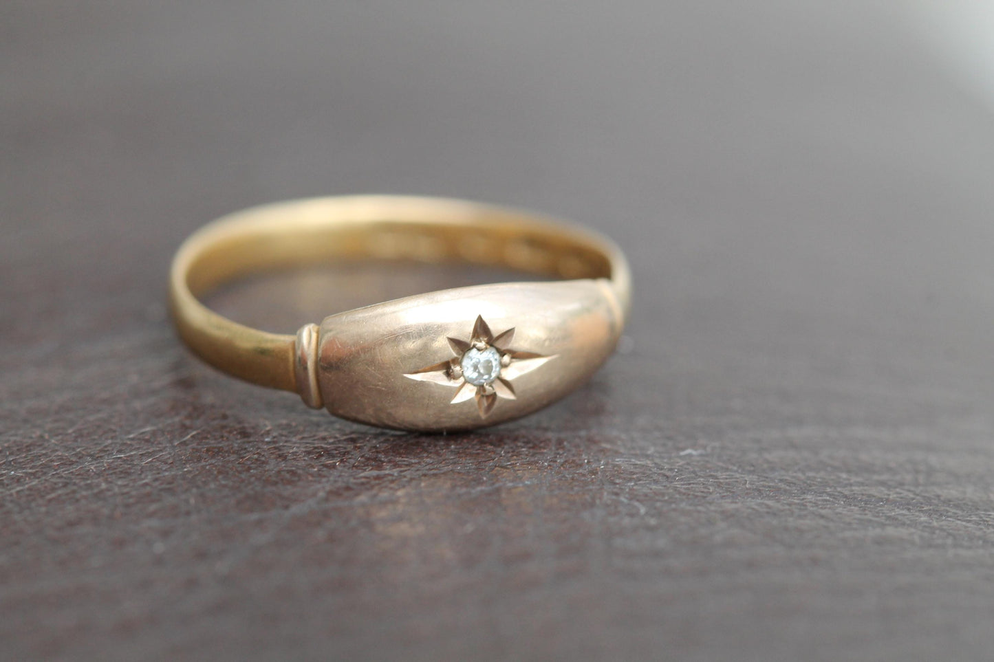 Antique 18ct Gold Diamond Gypsy Set Ring, 1864