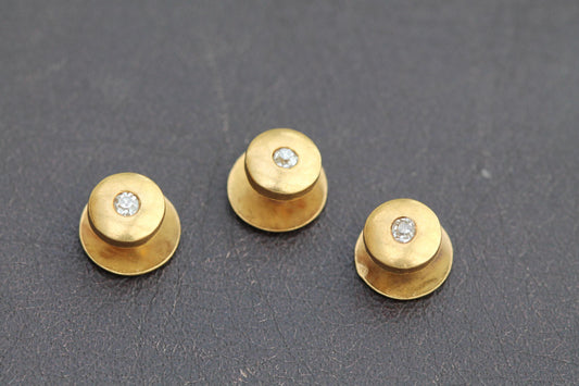Antique French 18ct Gold Shirt Studs: Old Mine Cut Diamonds, c.1890