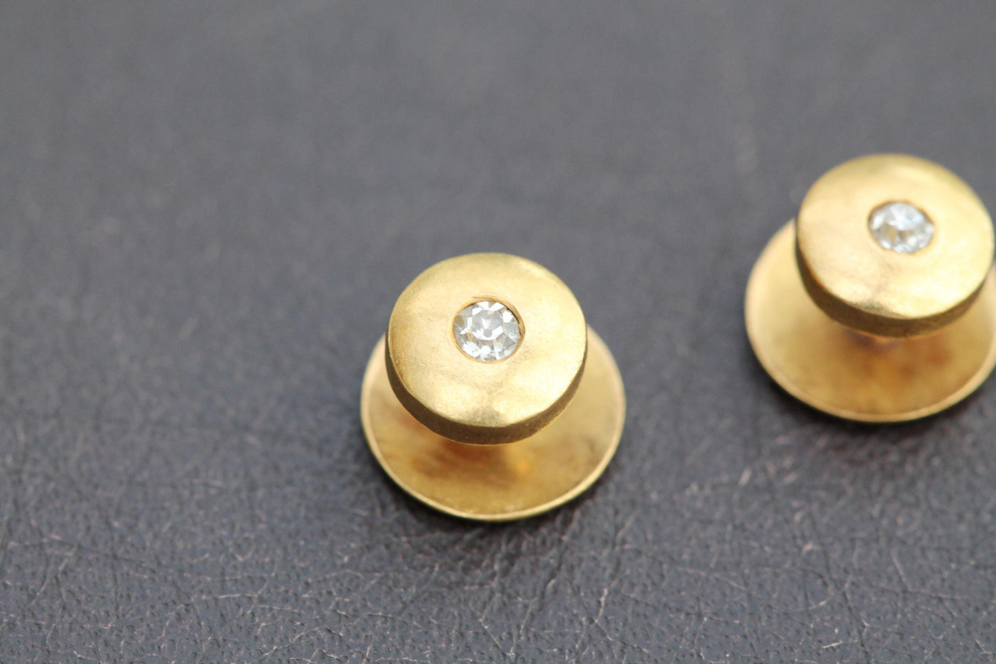 Antique French 18ct Gold Shirt Studs: Old Mine Cut Diamonds, c.1890