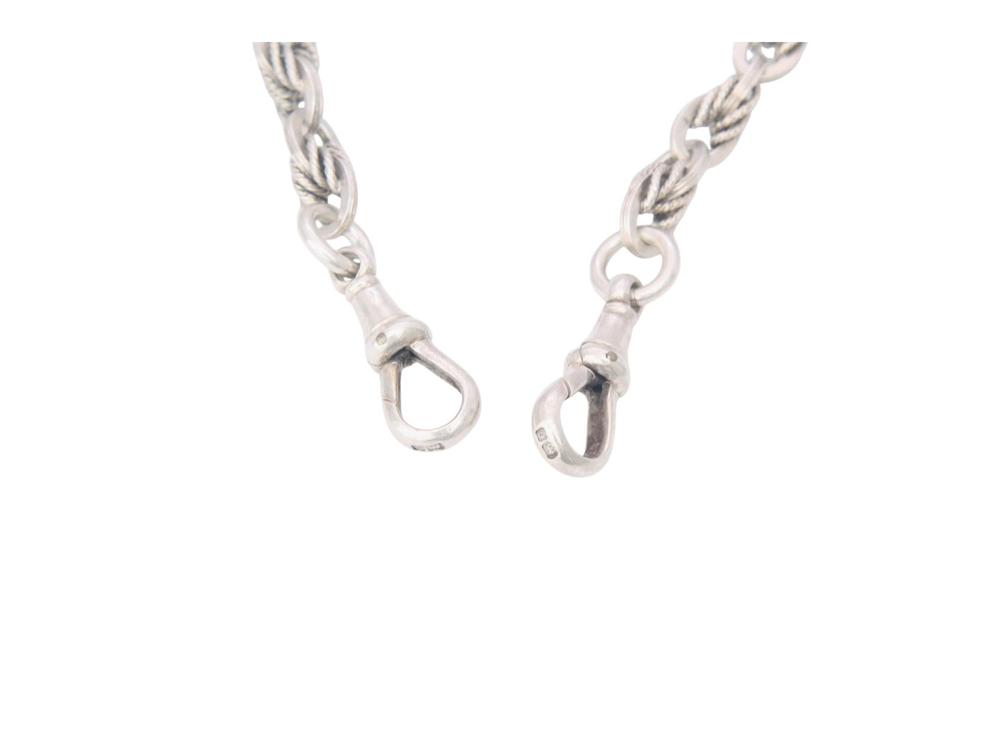 Antique Sterling Silver Lovers Knot Link Albert Chain Necklace, 15"