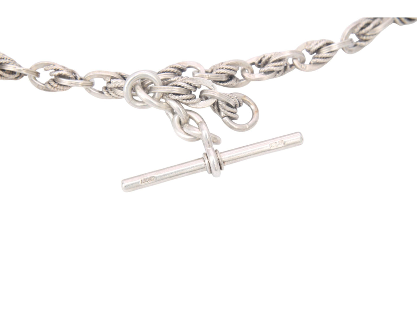 Antique Sterling Silver Lovers Knot Link Albert Chain Necklace, 15"