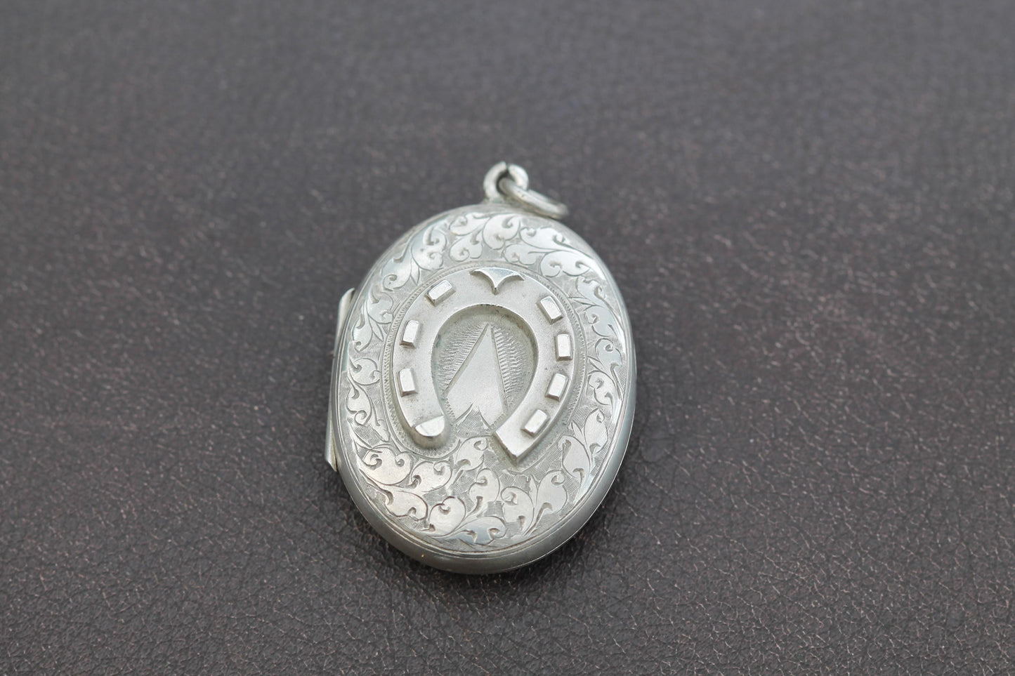 Antique Sterling Silver Decorative Lucky Horseshoe Locket, 1883