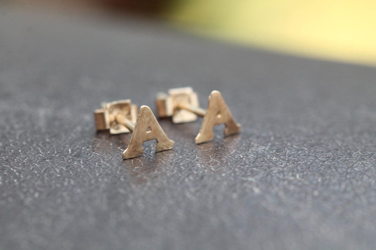 Vintage 9ct Gold Letter 'A' Earring Studs