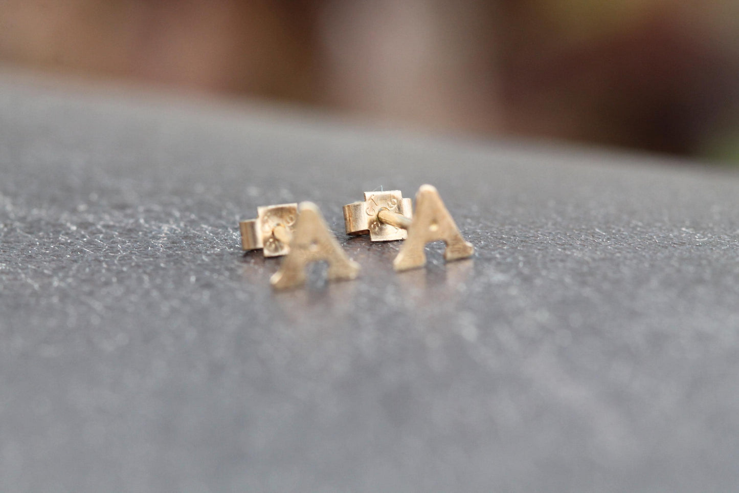 Vintage 9ct Gold Letter 'A' Earring Studs