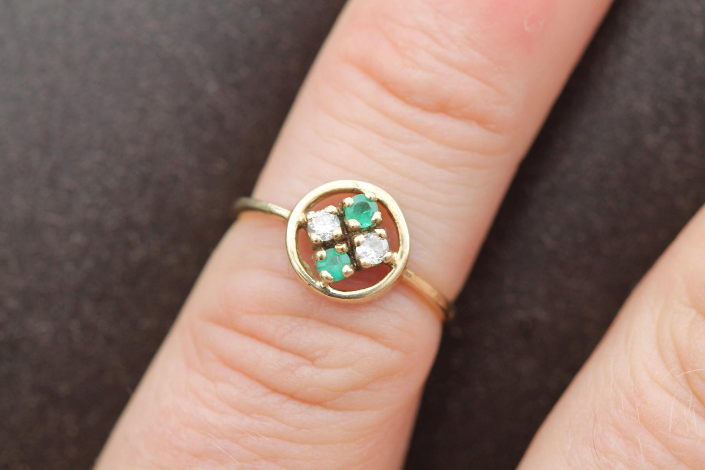 Vintage 14ct Gold Emerald & Diamond Ring