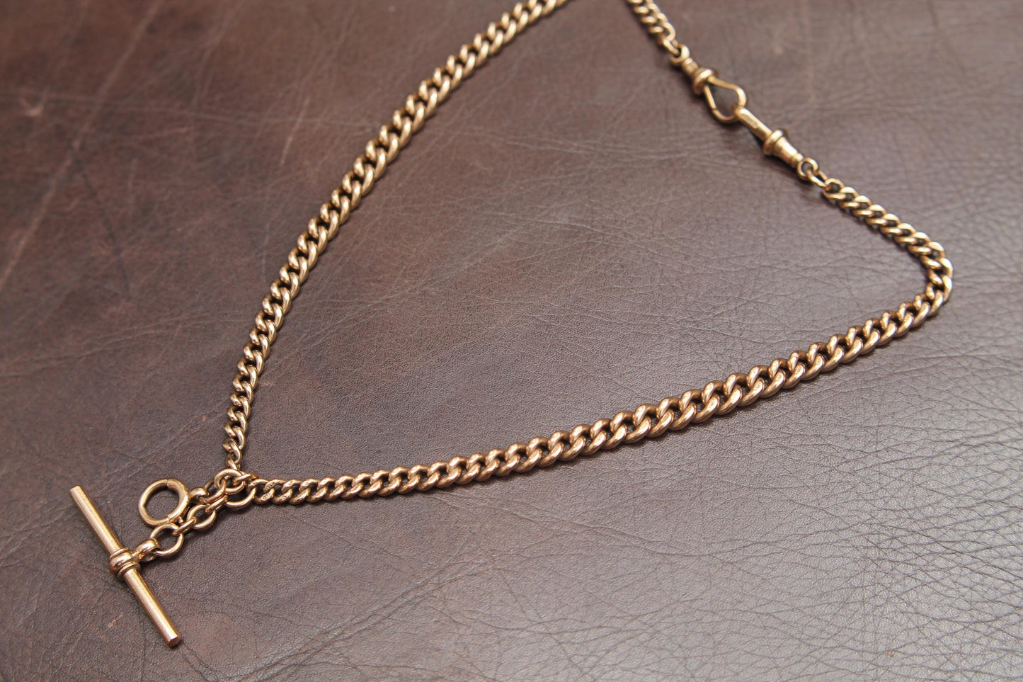 Antique 9ct Gold Double Albert Chain Necklace, Heavy Graduated Links, 45g, 16.5"