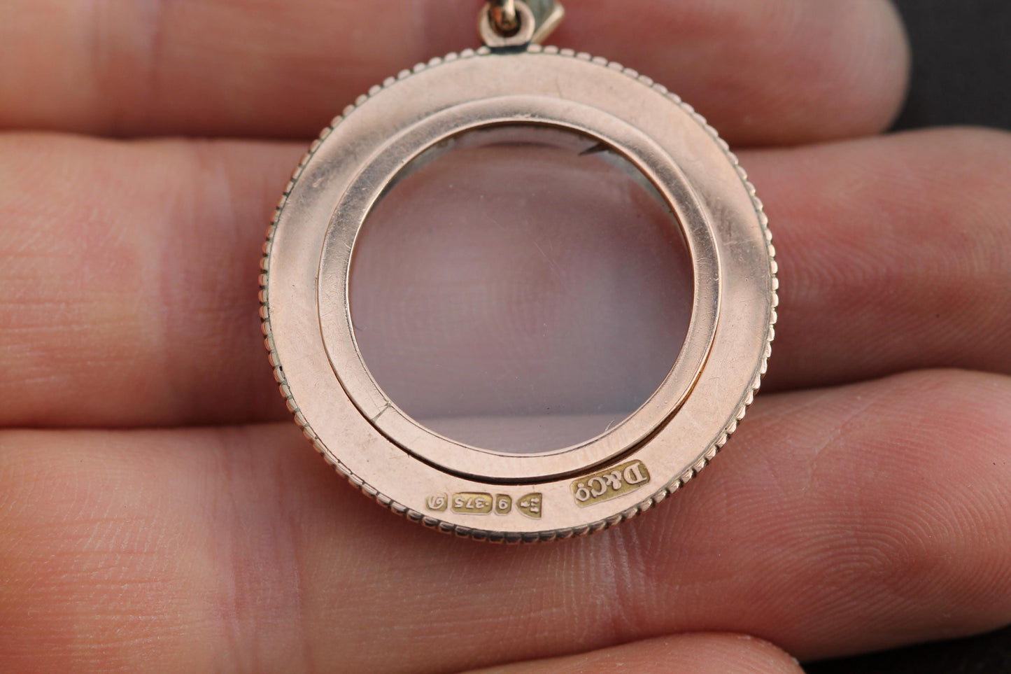 Antique 9ct Gold Seed Pearl, Glass Locket Pendant, 1904