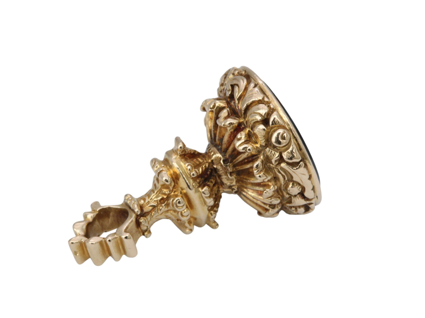 Antique 15ct Gold Seal, Bloodstone Intaglio with Ship & Motto “Such Is Life”, Victorian Sentimental Jewel c.1880