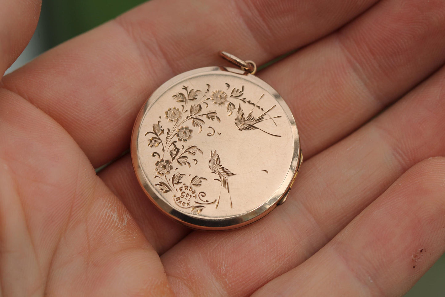 Antique 9ct Gold Bouquet Of Flowers Swallow Locket