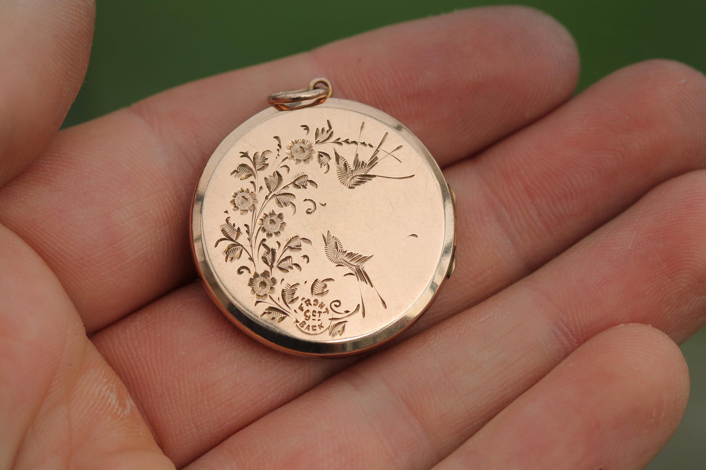 Antique 9ct Gold Bouquet Of Flowers Swallow Locket