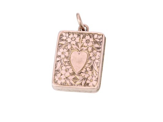 Antique 9ct Gold Forget Me Not Chased Heart Locket